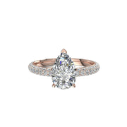 Solitaire bague diamant poire et diamants ronds 2.50 carats or rose Patrizia